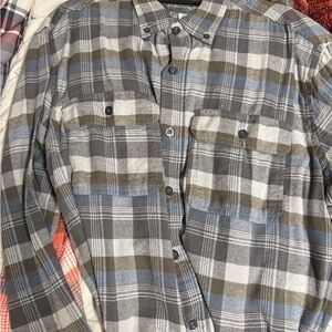 Casual Plaid Button-Down Shirt - Gray, Blue, and Brown